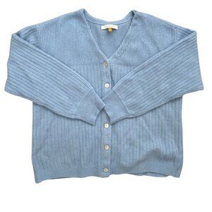Downeast Wool blend relaxed cottage core USA made cardigan knit sz‎ XL blue